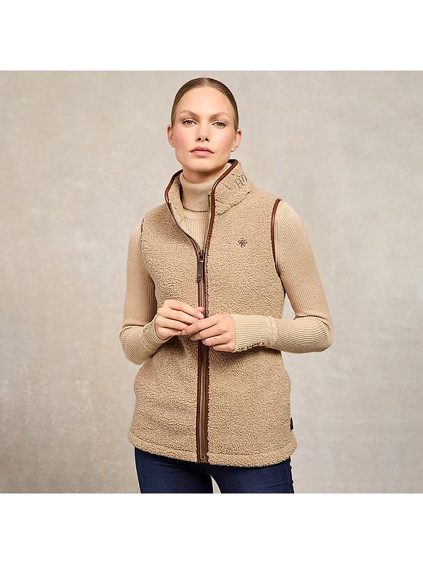 Holland Cooper Women's Country Fleece Gilet - Natural Borg Image 2