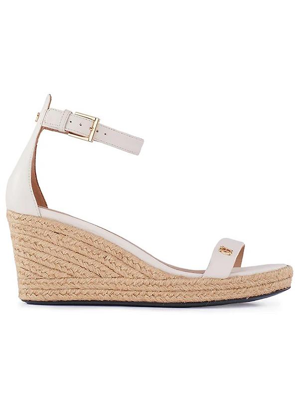 Holland Cooper Women's St Lucia Espadrille Wedge Sandals - Cream Leather Product Image