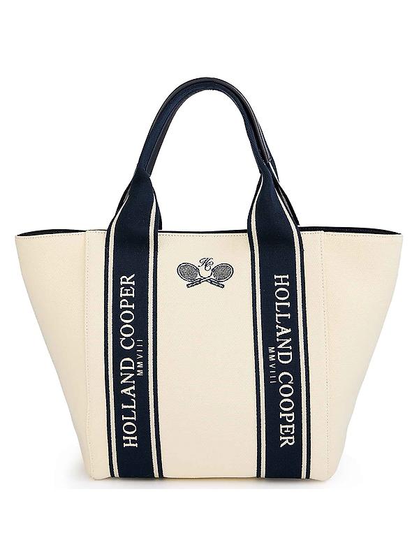 Holland Cooper Women's Racquets Tote - Ecru Navy Product Image