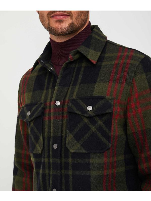 Woolrich Men's Alaskan Melton Overshirt - Greenstone Check Image 5