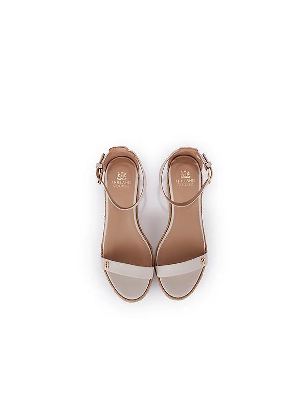 Holland Cooper Women's St Lucia Espadrille Wedge Sandals - Cream Leather Image 8