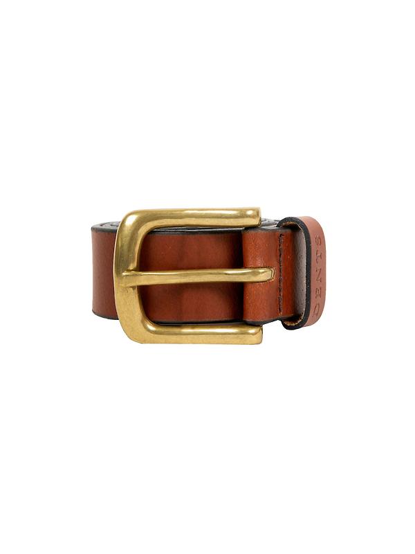 Dents Men’s Heritage Lined Full-Grain Leather Belt with Antique Brass Buckle - Tan Image 1