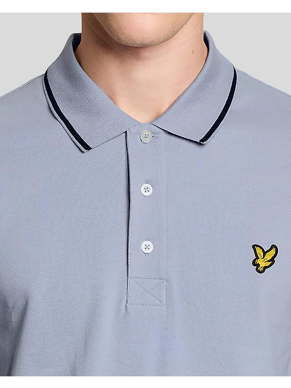 Lyle & Scott Men's Tipped Polo Shirt - Bubble Blue/Jet Black Image 4