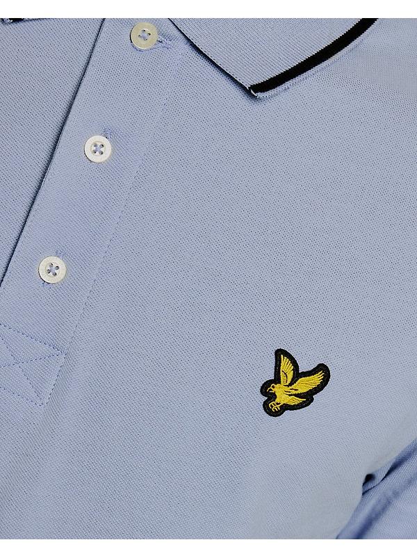 Lyle & Scott Men's Tipped Polo Shirt - Bubble Blue/Jet Black Image 6