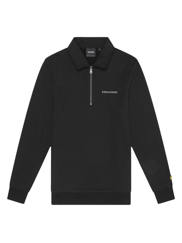 Lyle & Scott Men's Embroidered Collared 1/4 Zip Jumper - Jet Black/ White Image 5