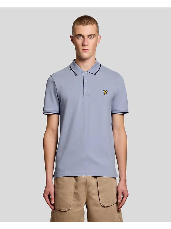 Lyle & Scott Men's Tipped Polo Shirt - Bubble Blue/Jet Black Image 2