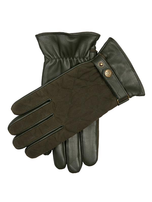 Dents Men's Bruton Touchscreen Water-Resistant Fleece-Lined Leather Gloves - Olive Image 1