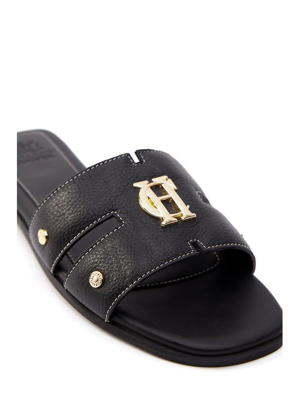 Holland Cooper Women's Monogram Slides - Black Leather Image 4