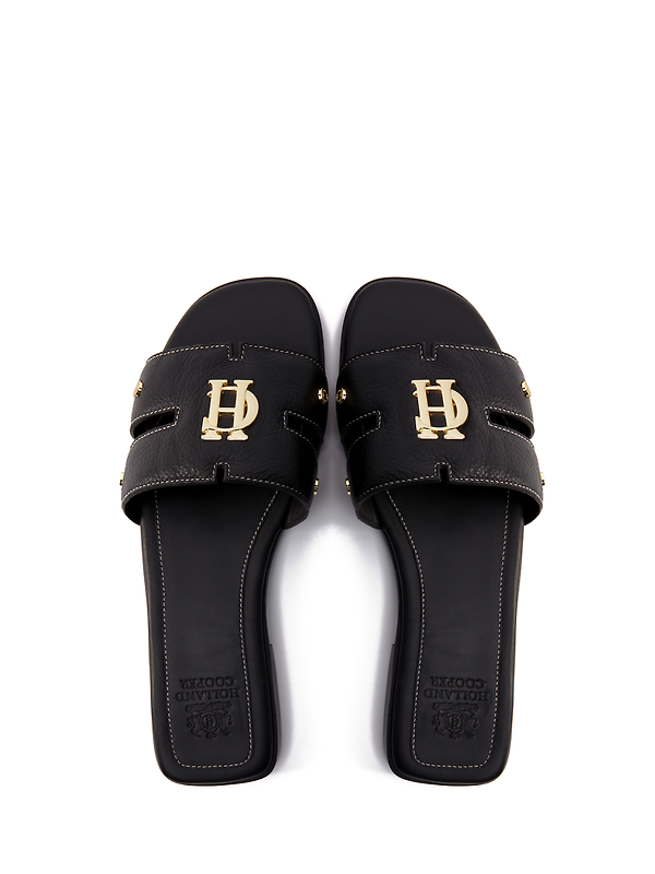 Holland Cooper Women's Monogram Slides - Black Leather Image 3