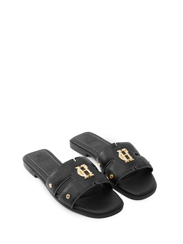 Holland Cooper Women's Monogram Slides - Black Leather Image 2