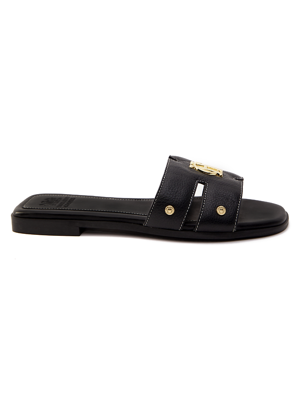 Product image of Holland Cooper Women's Monogram Slides - Black Leather