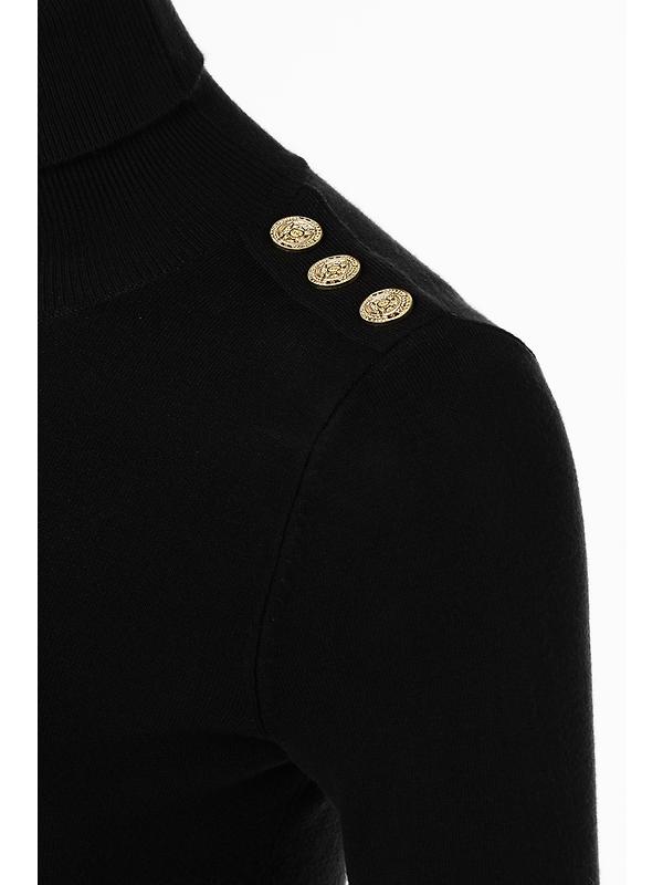 Holland Cooper Women's Buttoned Knit Roll Neck - Black Image 8
