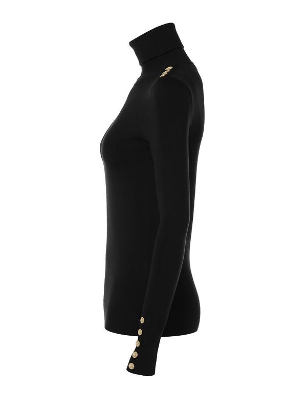Holland Cooper Women's Buttoned Knit Roll Neck - Black Image 3