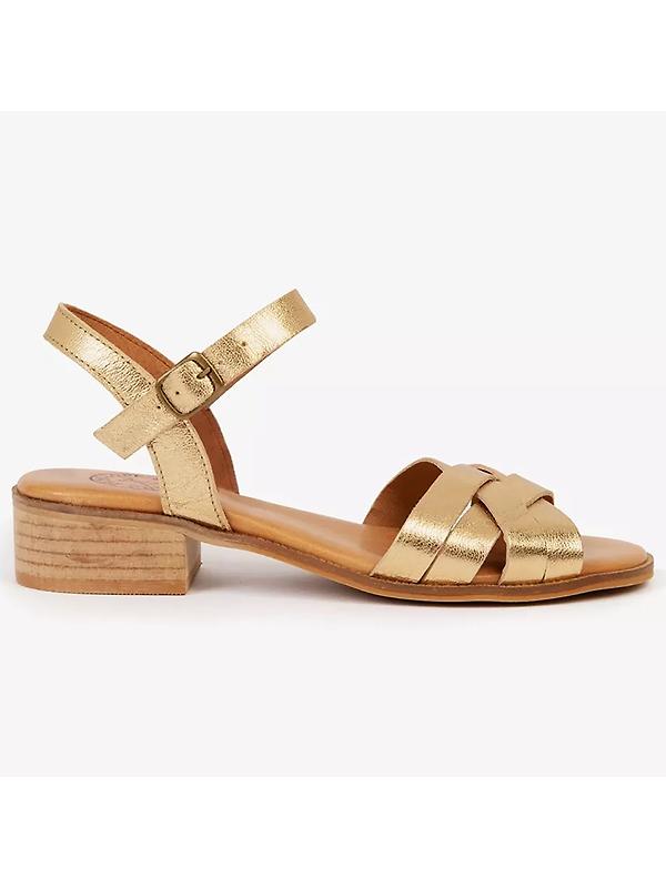 Product image of Penelope Chilvers Women's Heeled Shepherdess Leather Sandals - Gold