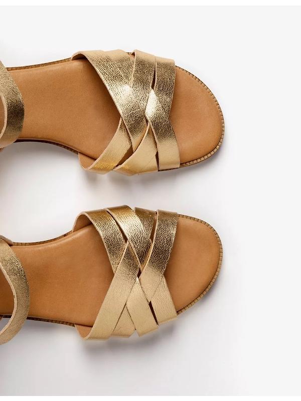 Penelope Chilvers Women's Heeled Shepherdess Leather Sandals - Gold Image 5