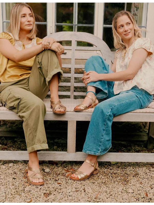 Penelope Chilvers Women's Heeled Shepherdess Metallic Leather Sandals - Gold Image 6