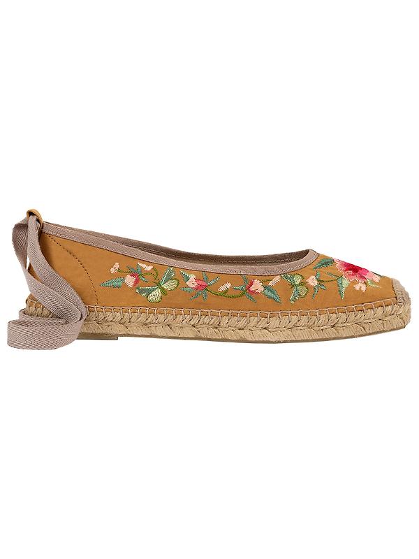 Penelope Chilvers Women's Allegra Butterfly Embroidered Satin Espadrilles - Honey Product Image