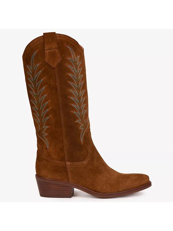 Penelope Chilvers Women's Goldie Embroidered Cowboy Boots - Peat Image 1