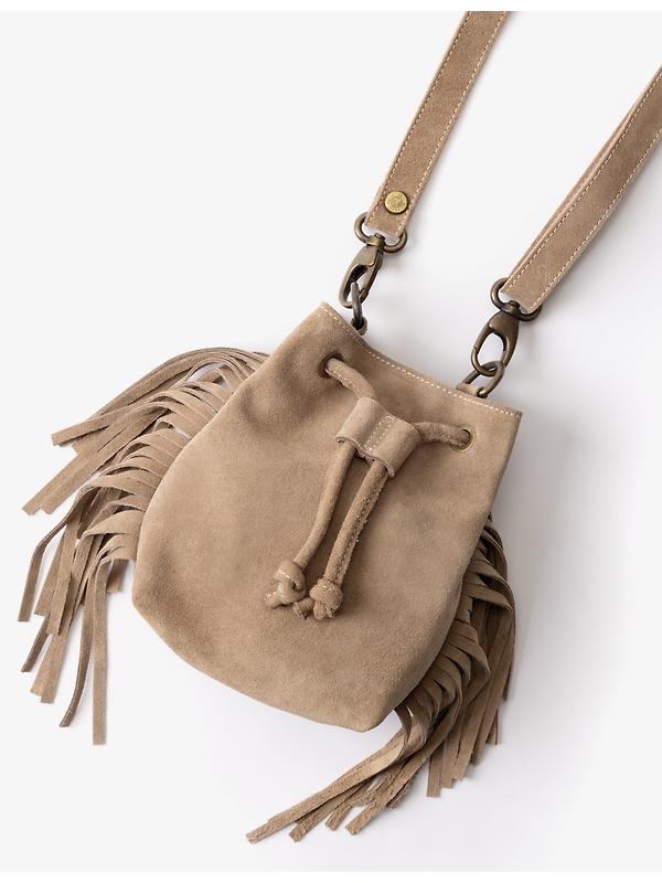 Penelope Chilvers Women's Mini Fringe Suede Bag - Taupe Image 2