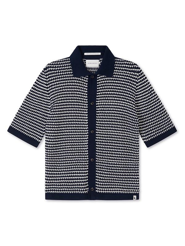 Peregrine Men's Island Crochet Shirt - Navy Product Image