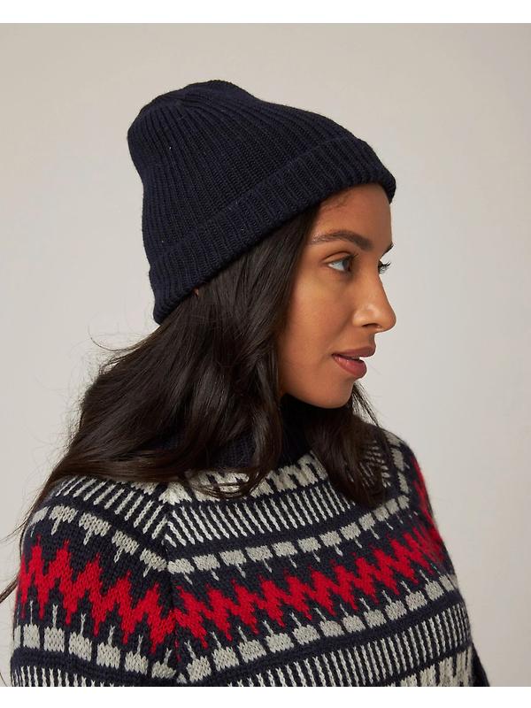 Peregrine Porter Ribbed Beanie - Navy Image 3