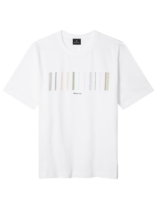 PS By Paul Smith Men's Stitch Stripe Print T-Shirt - White Product Image