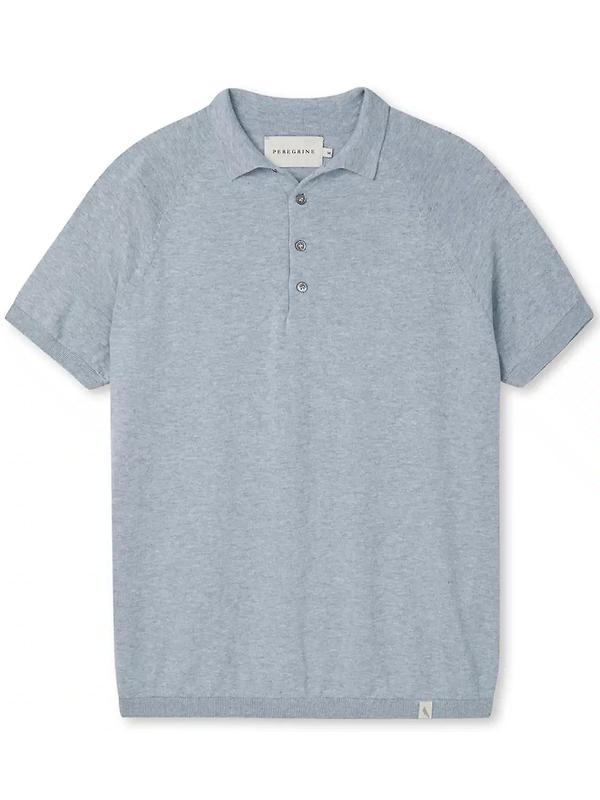 Peregrine Men's Jones Made In England Cotton Polo Shirt 2.0 - Washed Denim Image 1