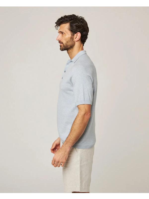 Peregrine Men's Jones Made In England Cotton Polo Shirt 2.0 - Washed Denim Image 4