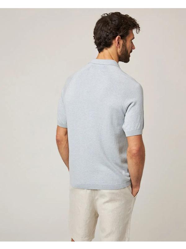 Peregrine Men's Jones Made In England Cotton Polo Shirt 2.0 - Washed Denim Image 5