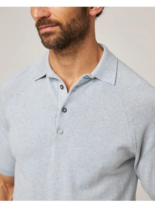 Peregrine Men's Jones Made In England Cotton Polo Shirt 2.0 - Washed Denim Image 6