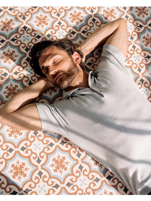 Peregrine Men's Jones Made In England Cotton Polo Shirt 2.0 - Washed Denim Image 8