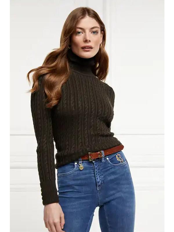 Holland Cooper Women's Seattle Roll Neck Cable Knit - Fern Green Image 5