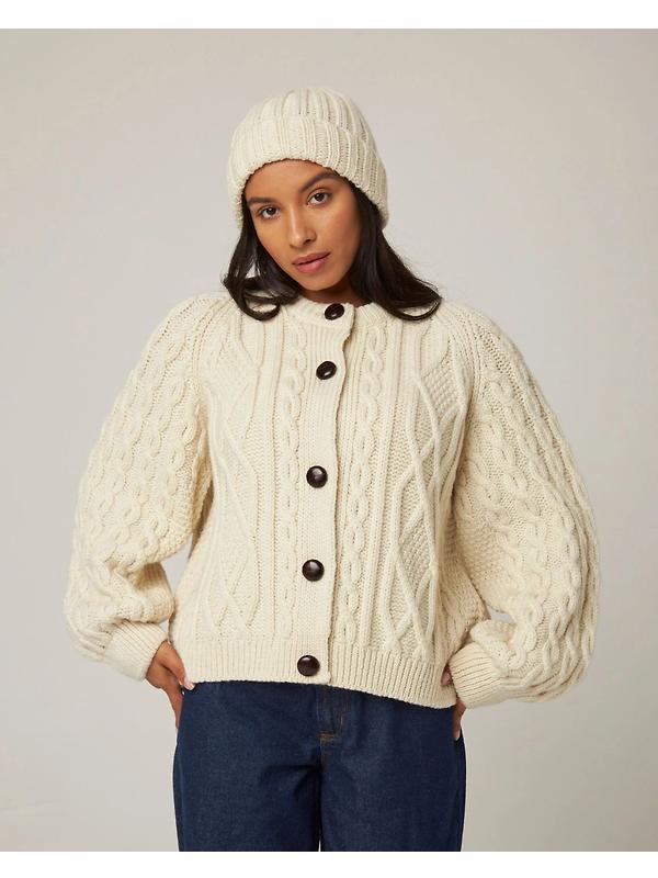 Peregrine Milliner Ribbed Beanie - Ecru Image 4