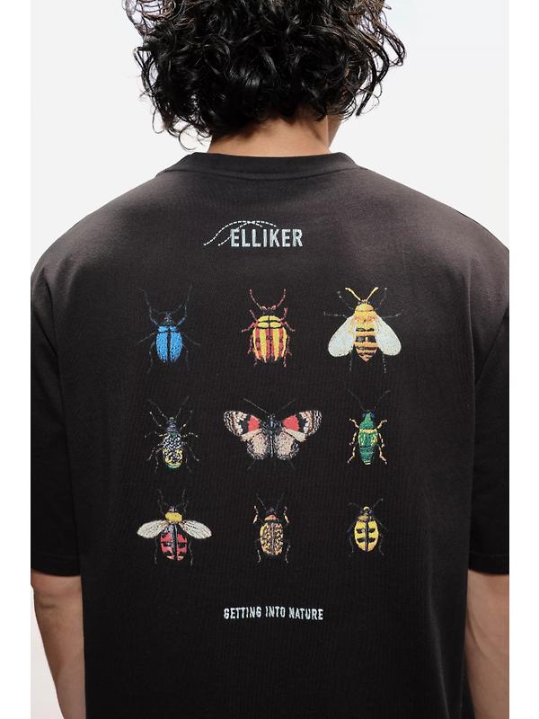 Elliker Unisex Rill Bug Print Short Sleeve T-Shirt - Black Image 2