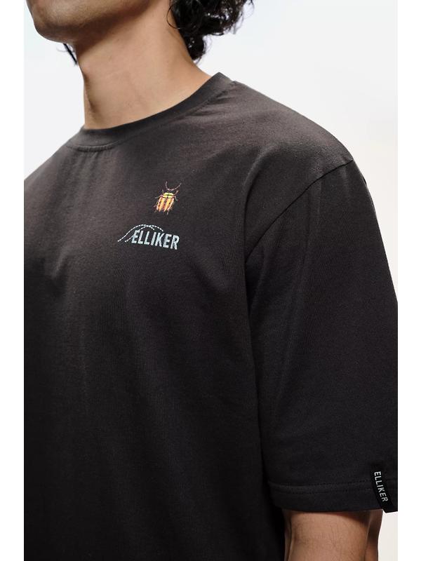 Elliker Unisex Rill Bug Print Short Sleeve T-Shirt - Black Image 8