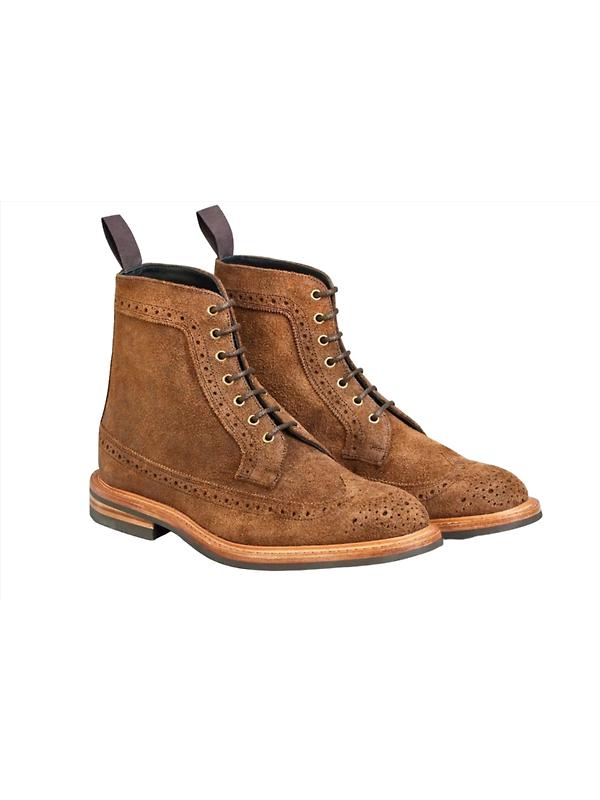 Tricker’s Simon Longwing Brogue Boot – Snuff Repello Suede Image 3