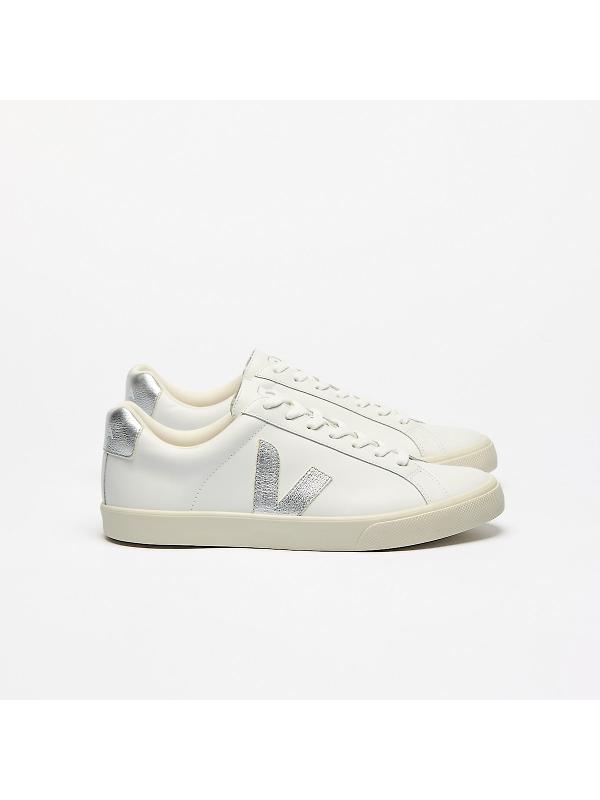 VEJA Women's Esplar Leather Sneaker - White Silver Image 2