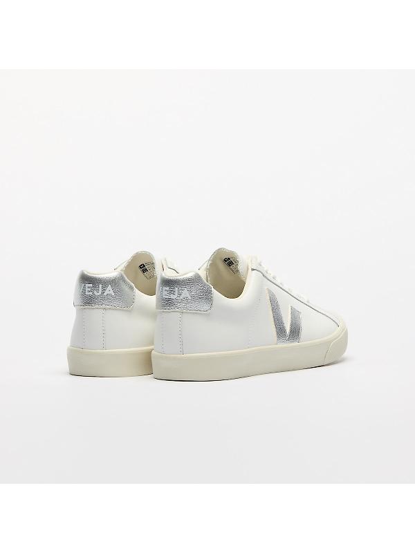 VEJA Women's Esplar Leather Sneaker - White Silver Image 4
