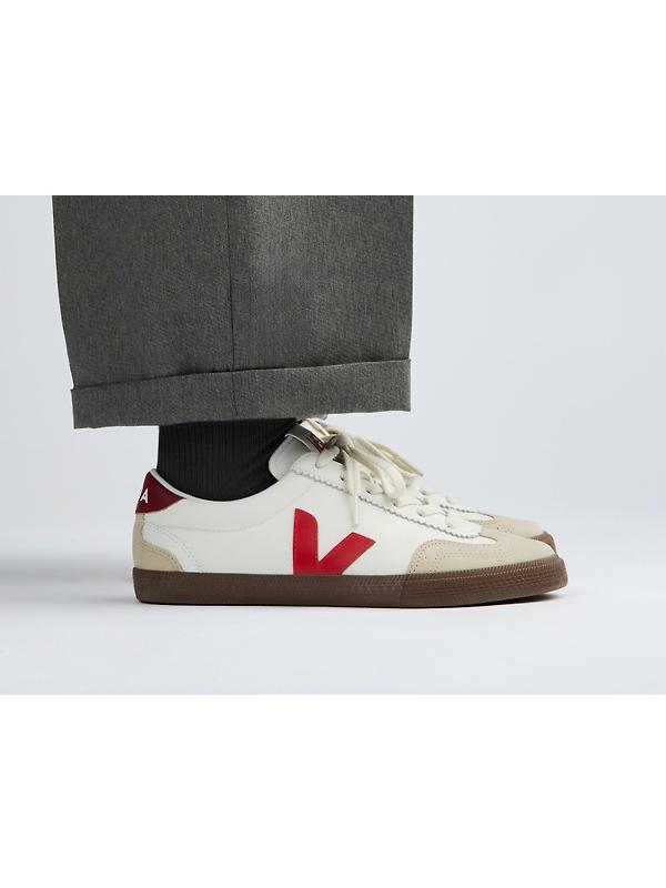 VEJA Women's Volley Leather Sneaker - White Pekin Bark Image 5