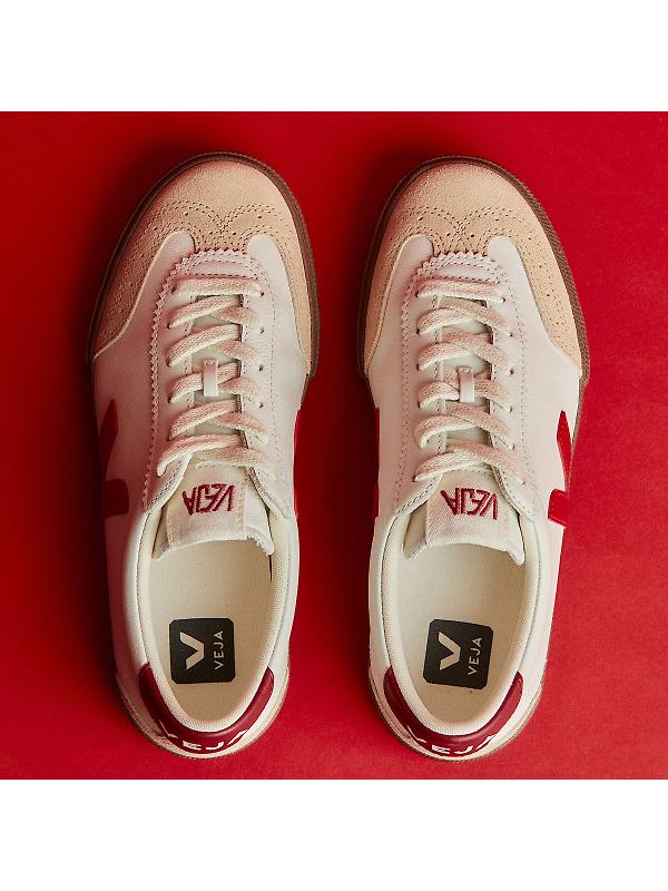 VEJA Women's Volley Leather Sneaker - White Pekin Bark Image 6