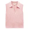 Joules Women's Janey Collar Cable Knit Tank - Pink Colour thumbnail