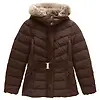 Joules Women's Aspen Showerproof Padded Coat with Faux Fur Hood - Chocolate Brown Colour thumbnail