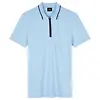 Paul Smith Men's Zip-Neck Polo Shirt With Contrast Tipping - Light Blue Colour thumbnail