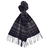Barbour New Check Tartan Scarf - Lambswool & Cashmere Mix - Navy/Dark Ginger Colour thumbnail