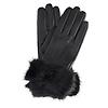 Barbour Women's Fur Trimmed Leather Gloves - Black Colour thumbnail