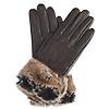 Barbour Women's Fur Trimmed Leather Gloves - Dark Brown Colour thumbnail