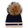 Holland Cooper Zoe Beanie Bobble Hat - Ink Navy Stripe Colour thumbnail