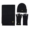 Lyle & Scott Men's Checked Scarf And Beanie Gift Set - Dark Navy Colour thumbnail