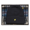 Lyle & Scott Men's Lambswool Blend Checked Scarf & Beanie Gift Set - Dark Navy Colour thumbnail