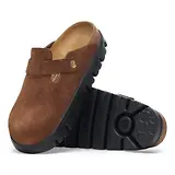 Thumbnail 7 of Birkenstock Women's Boston Chunky Suede Leather Narrow Clogs - Dark Tea/ Black